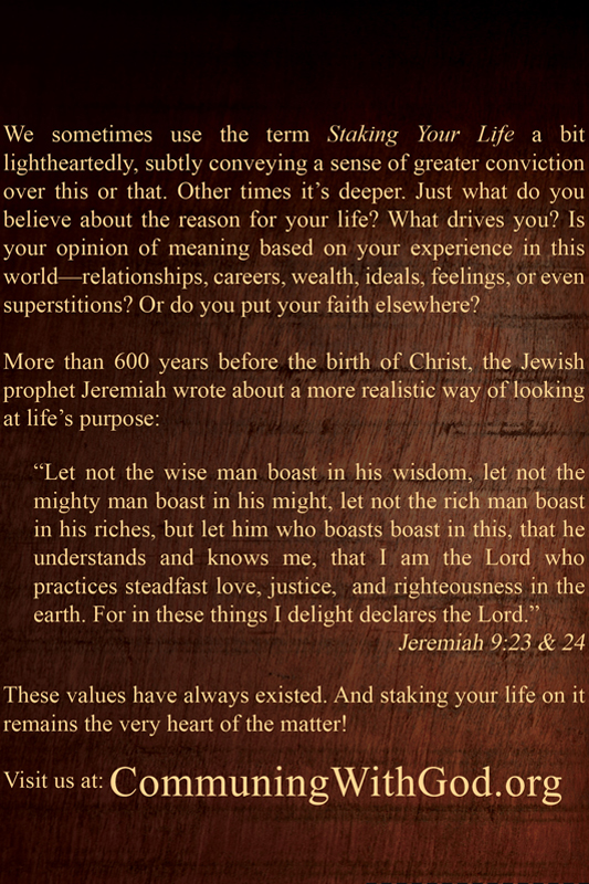 Staking Your Life (Back cover)